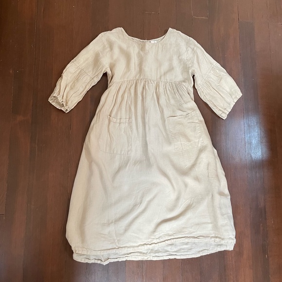 Cream Ruched Sundress with Bishop Sleeves - Picture 3 of 5